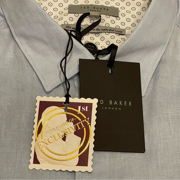 New Ted Baker Notip Button-Up Linen Blend Shirt Size 6(XXL) - Picture 2 of 6